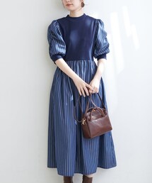 natural couture（ナチュラルクチュール）の「【WEB限定・大好評リバイバルアイテム】袖コンシャスドッキングワンピース（ワンピース）」