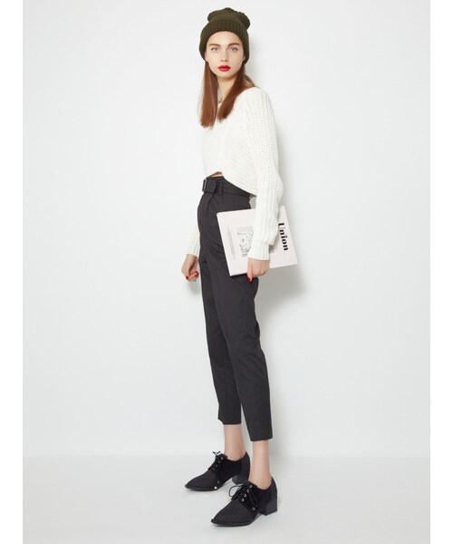 MURUA（ムルーア）の「【CASUAL】RIBショートニットTOPS（トップス・レディース・オフホワイト/ブラック/ボルドー/グリーン・F）」の6枚目の写真