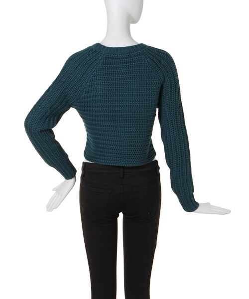 MURUA（ムルーア）の「【CASUAL】RIBショートニットTOPS（トップス・レディース・オフホワイト/ブラック/ボルドー/グリーン・F）」の8枚目の写真
