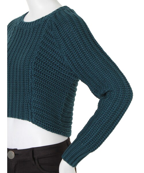MURUA（ムルーア）の「【CASUAL】RIBショートニットTOPS（トップス・レディース・オフホワイト/ブラック/ボルドー/グリーン・F）」の10枚目の写真