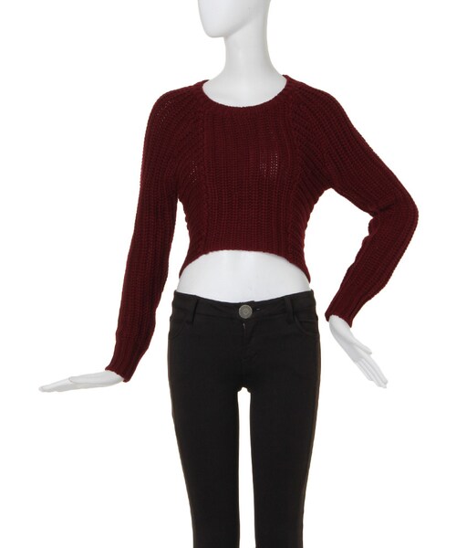 MURUA（ムルーア）の「【CASUAL】RIBショートニットTOPS（トップス・レディース・オフホワイト/ブラック/ボルドー/グリーン・F）」の4枚目の写真