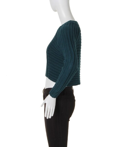 MURUA（ムルーア）の「【CASUAL】RIBショートニットTOPS（トップス・レディース・オフホワイト/ブラック/ボルドー/グリーン・F）」の7枚目の写真