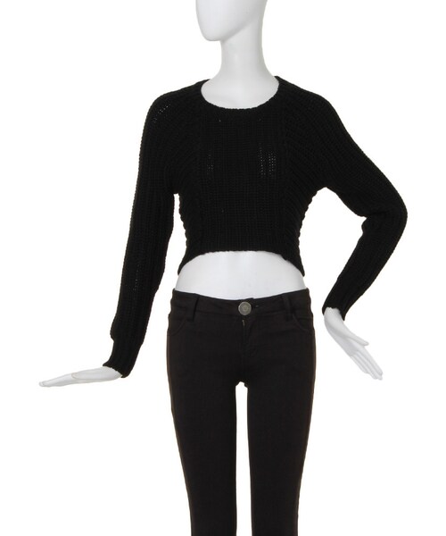 MURUA（ムルーア）の「【CASUAL】RIBショートニットTOPS（トップス・レディース・オフホワイト/ブラック/ボルドー/グリーン・F）」の2枚目の写真