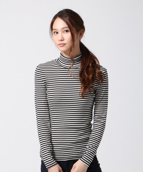 GLOBAL WORK（グローバルワーク）の「スパンテレコタートル長袖（トップス・レディース・ホワイト05/ボーダー08/ブラック09/ボーダー10/グレー15・Ｓ/Ｍ/Ｌ）」の4枚目の写真