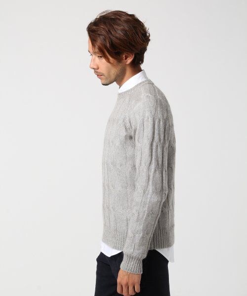 GLOBAL WORK（グローバルワーク）の「モヘアケーブルニット（トップス・メンズ・ホワイト05/グレー15/ライトグリーン72/ブルー85・Ｓ/Ｍ/Ｌ）」の9枚目の写真
