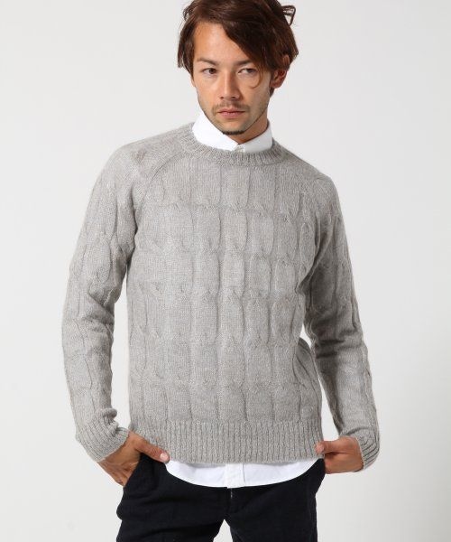 GLOBAL WORK（グローバルワーク）の「モヘアケーブルニット（トップス・メンズ・ホワイト05/グレー15/ライトグリーン72/ブルー85・Ｓ/Ｍ/Ｌ）」の2枚目の写真