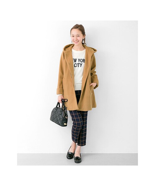 URBAN RESEARCH(アーバンリサーチ)の「Aラインフードコート(ジャケット/アウター・レディース・BLACK/CAMEL・FREE)」の5枚目の写真