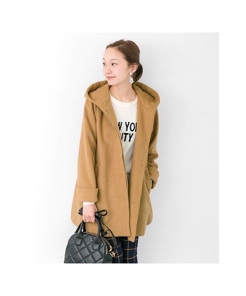 URBAN RESEARCH(アーバンリサーチ)の「Aラインフードコート(ジャケット/アウター・レディース・BLACK/CAMEL・FREE)」の4枚目の写真