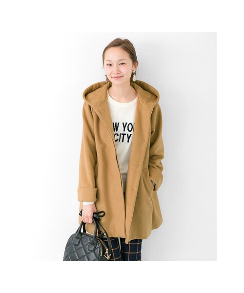 URBAN RESEARCH(アーバンリサーチ)の「Aラインフードコート(ジャケット/アウター・レディース・BLACK/CAMEL・FREE)」の3枚目の写真