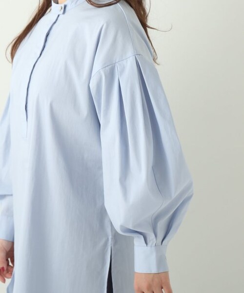 ENsMOL.（エンスモール）の「バンドカラーシャツチュニック（トップス・レディース・ブルー/オフシロ・FREE）」の13枚目の写真