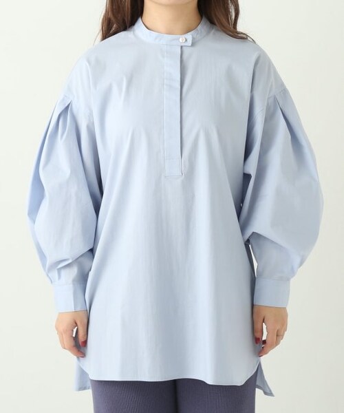 ENsMOL.（エンスモール）の「バンドカラーシャツチュニック（トップス・レディース・ブルー/オフシロ・FREE）」の5枚目の写真