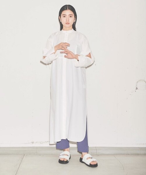 ENsMOL.（エンスモール）の「スリットシャツワンピース（ワンピース/ドレス・レディース・オレンジ/オフシロ・FREE）」の2枚目の写真