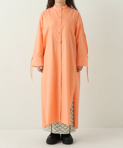 ENsMOL.（エンスモール）の「スリットシャツワンピース（ワンピース/ドレス・レディース・オレンジ/オフシロ・FREE）」の4枚目の写真