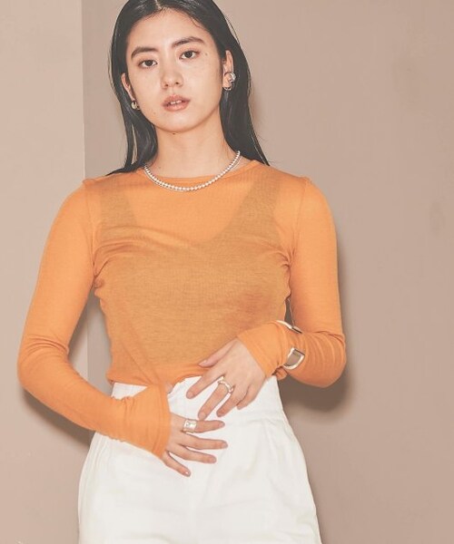 ENsMOL.（エンスモール）の「クルーネックシアープルオーバー（トップス・レディース・クロ/オレンジ/オフシロ/ラベンダー/キミドリ・FREE）」の2枚目の写真