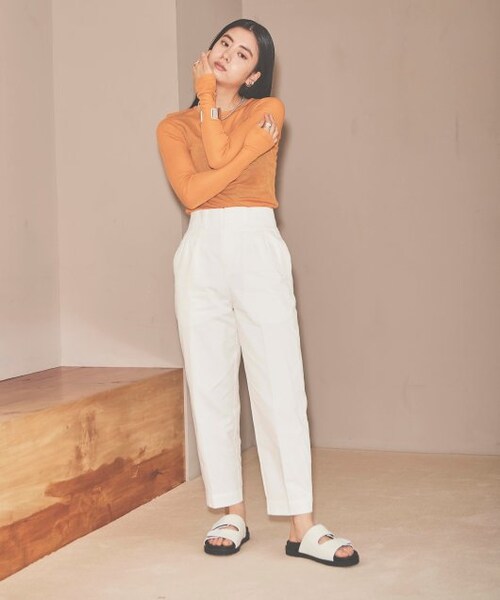 ENsMOL.（エンスモール）の「ツイルハイウエストパンツ（パンツ・レディース・クロ/ベージュ/オフシロ・S/XS）」の3枚目の写真