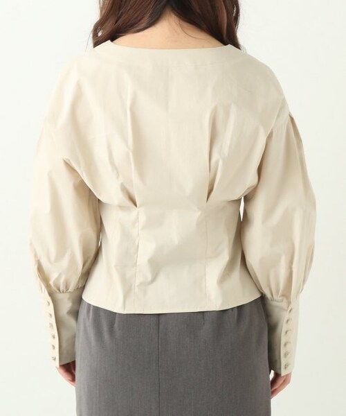 ENsMOL.（エンスモール）の「ウエストフィットロングカフスブラウス（トップス・レディース・クロ/ベージュ/オフシロ・FREE）」の7枚目の写真