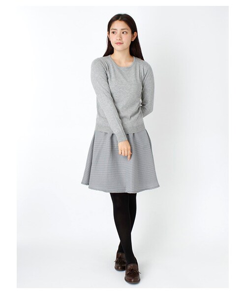 earth music&ecology（アースミュージックアンドエコロジー）の「ニットプルオーバー+千鳥ワンピースSET（ワンピース・レディース・アイボリー/杢グレー/ブラック・S/M）」の7枚目の写真