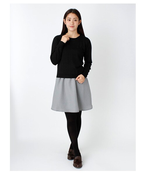 earth music&ecology（アースミュージックアンドエコロジー）の「ニットプルオーバー+千鳥ワンピースSET（ワンピース・レディース・アイボリー/杢グレー/ブラック・S/M）」の8枚目の写真