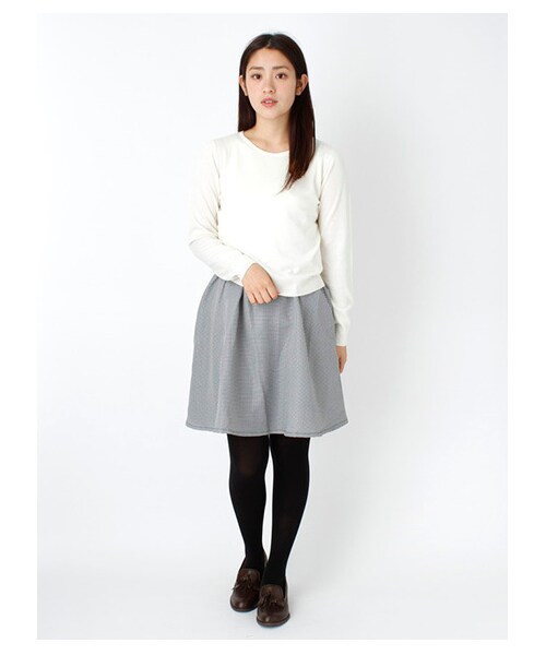 earth music&ecology（アースミュージックアンドエコロジー）の「ニットプルオーバー+千鳥ワンピースSET（ワンピース・レディース・アイボリー/杢グレー/ブラック・S/M）」の6枚目の写真