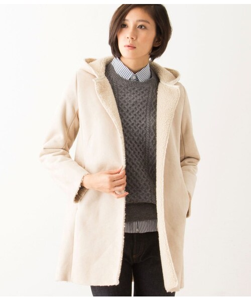 LE JUN（ルジュン）の「フェイクムートンフーデットブルゾン（ブルゾン・レディース・オフホワイト/ベージュ・S/M）」の3枚目の写真