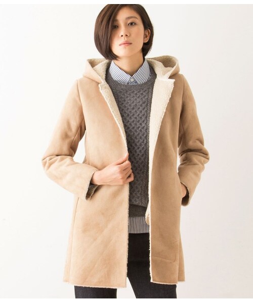 LE JUN（ルジュン）の「フェイクムートンフーデットブルゾン（ブルゾン・レディース・オフホワイト/ベージュ・S/M）」の2枚目の写真