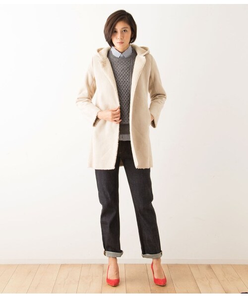 LE JUN（ルジュン）の「フェイクムートンフーデットブルゾン（ブルゾン・レディース・オフホワイト/ベージュ・S/M）」の14枚目の写真