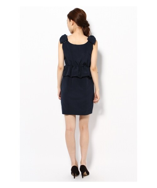 LIMITLESS LUXURY（リミットレスラグジュアリー）の「【店頭人気追加商品】ショルダーリボングログランペプワンピース（ワンピース・レディース・ブラック/ネイビー・36/38）」の5枚目の写真