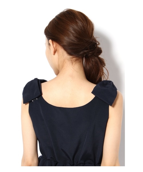 LIMITLESS LUXURY（リミットレスラグジュアリー）の「【店頭人気追加商品】ショルダーリボングログランペプワンピース（ワンピース・レディース・ブラック/ネイビー・36/38）」の7枚目の写真