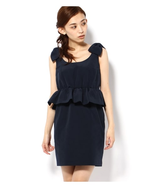 LIMITLESS LUXURY（リミットレスラグジュアリー）の「【店頭人気追加商品】ショルダーリボングログランペプワンピース（ワンピース・レディース・ブラック/ネイビー・36/38）」の2枚目の写真