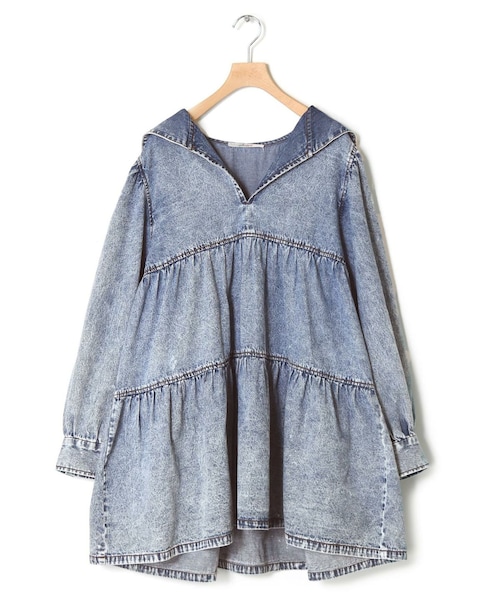w closet(ダブルクローゼット)の「★先行予約★【Alley】セーラーカラーティアードミニワンピース【1月下旬入荷】(ワンピース/ドレス・レディース・ケミカルブルー・FREE)」の2枚目の写真