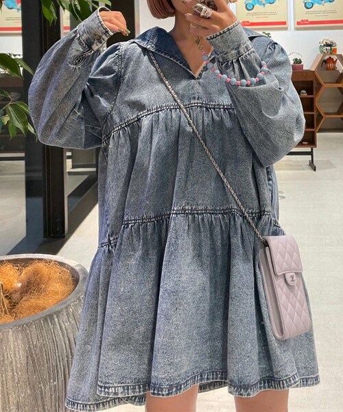 w closet(ダブルクローゼット)の「★先行予約★【Alley】セーラーカラーティアードミニワンピース【1月下旬入荷】(ワンピース/ドレス・レディース・ケミカルブルー・FREE)」の3枚目の写真