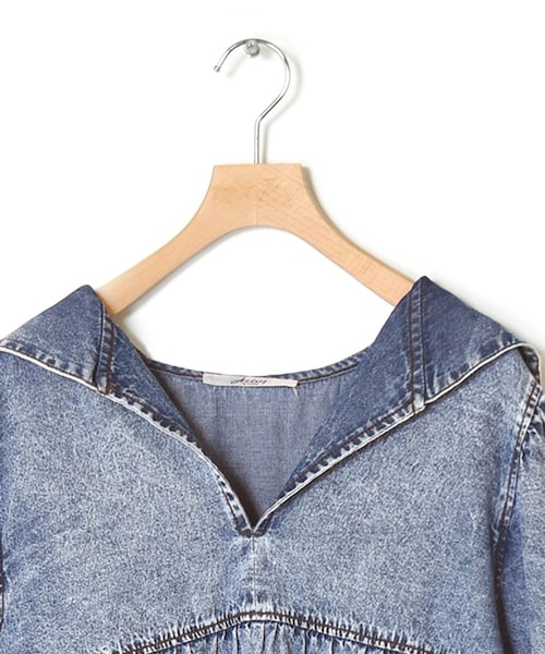 w closet(ダブルクローゼット)の「★先行予約★【Alley】セーラーカラーティアードミニワンピース【1月下旬入荷】(ワンピース/ドレス・レディース・ケミカルブルー・FREE)」の5枚目の写真