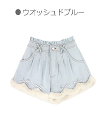 Bobon21 | スカラップエッジ裏起毛デニムショーパン-全2色-(デニムスカート)