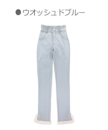 Bobon21 | サイドスリット裏起毛デニムスリムパンツ-全2色-(デニムパンツ)