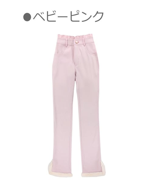 Bobon21（ボボンニジュウイチ）の「サイドスリット裏起毛デニムスリムパンツ-全２色-（デニムパンツ・レディース・ブルー/ピンク・S/M/L）」の2枚目の写真