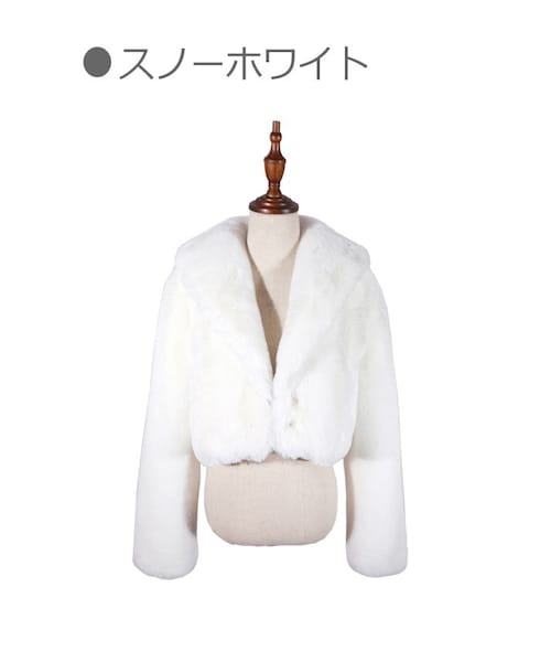 Bobon21(ボボンニジュウイチ)の「ファータッチショート丈ジャケット-全2色-(ブルゾン・レディース・ホワイト/ピンク・S/M/L)」の1枚目の写真