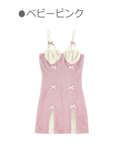 Bobon21（ボボンニジュウイチ）の「甘辛ハート型カップニットキャミワンピース-全２色-（ワンピース・レディース・ホワイト/ピンク・S/M/L）」の2枚目の写真