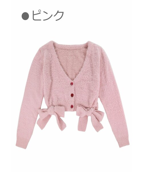 Bobon21（ボボンニジュウイチ）の「マシュマロショート丈ニットカーディガン-全２色-（カーディガン/ボレロ・レディース・ホワイト/ピンク・S/M）」の2枚目の写真