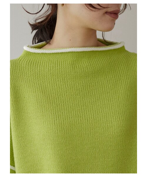 Green　Parks（グリーンパークス）の「・Petit Fleur ハイショクステッチニット（トップス・オフホワイト/ピンク/ライムグリーン/グリーン・F）」の7枚目の写真