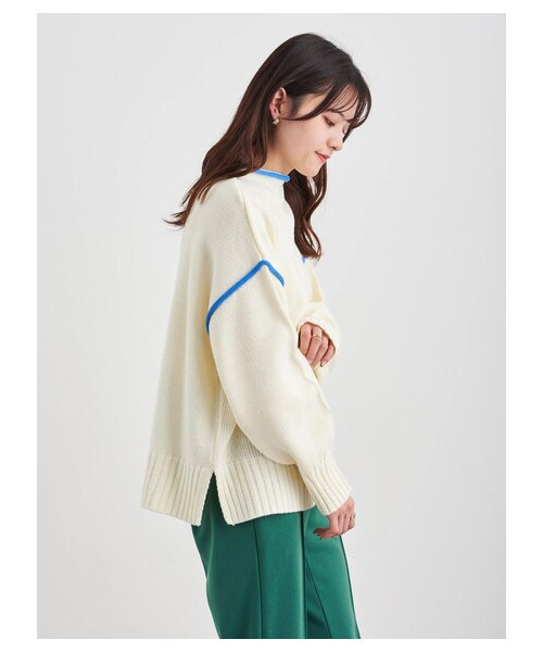 Green　Parks（グリーンパークス）の「・Petit Fleur ハイショクステッチニット（トップス・オフホワイト/ピンク/ライムグリーン/グリーン・F）」の15枚目の写真