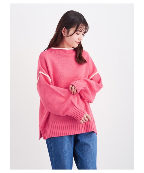 Green　Parks（グリーンパークス）の「・Petit Fleur ハイショクステッチニット（トップス・オフホワイト/ピンク/ライムグリーン/グリーン・F）」の14枚目の写真