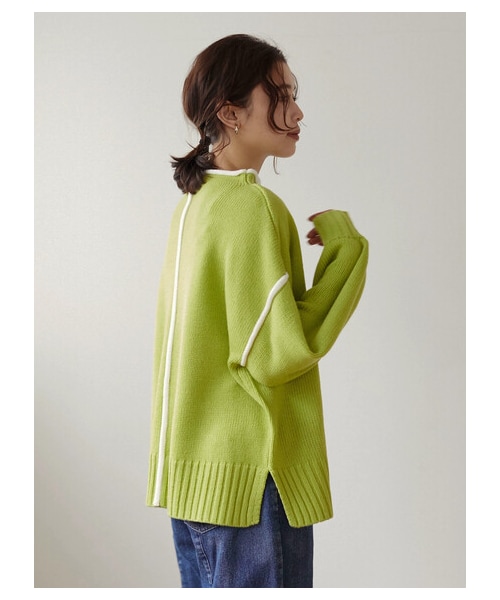 Green　Parks（グリーンパークス）の「・Petit Fleur ハイショクステッチニット（トップス・オフホワイト/ピンク/ライムグリーン/グリーン・F）」の6枚目の写真