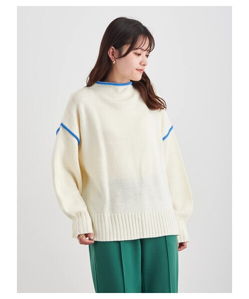 Green　Parks（グリーンパークス）の「・Petit Fleur ハイショクステッチニット（トップス・オフホワイト/ピンク/ライムグリーン/グリーン・F）」の16枚目の写真