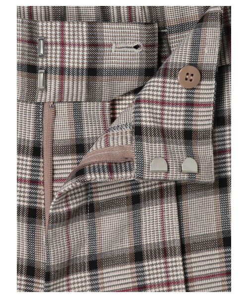 earth music&ecology（アースミュージックアンドエコロジー）の「【予約】チェック柄ワイドパンツ（パンツ・ライトベージュ/ブラウン・S/M）」の13枚目の写真