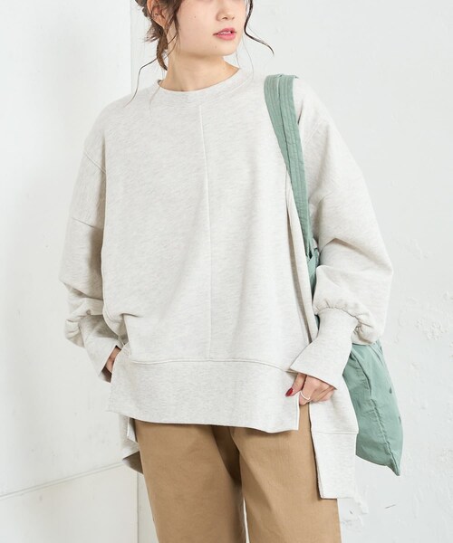 PUAL CE CIN（ピュアルセシン）の「切替BIG プルオーバー（Tシャツ/カットソー・レディース・オートミール/ベージュ系その他/スミクロ・FREE）」の2枚目の写真