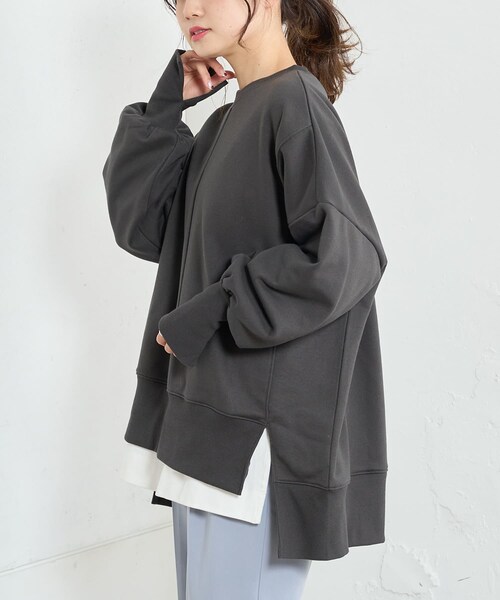 PUAL CE CIN（ピュアルセシン）の「切替BIG プルオーバー（Tシャツ/カットソー・レディース・オートミール/ベージュ系その他/スミクロ・FREE）」の3枚目の写真