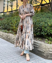 DouDou | 【WEB限定】ストライプペイント柄ワンピース(ワンピース)