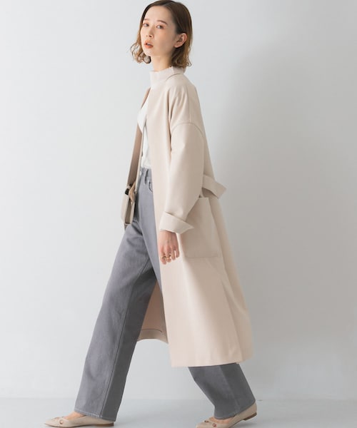 美品　アーバンリサーチロッソ　ソフトダブルクロスノーカラーコート　定価1.9万 URBAN RESEARCH ROSSO WOMEN（アーバンリサーチ ロッソ）の