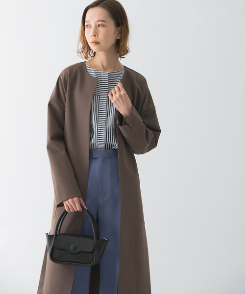 美品　アーバンリサーチロッソ　ソフトダブルクロスノーカラーコート　定価1.9万 美品✨アーバンリサーチロッソ ソフトダブルクロスノーカラー