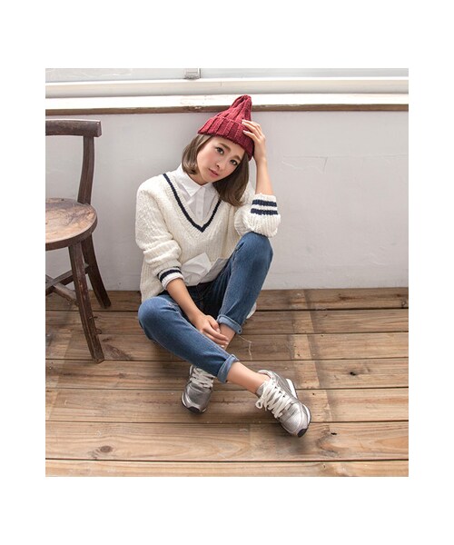 gracegift（グレースギフト）の「時髦異材質拼接內增高休閒鞋（シューズ・レディース・銀灰/黑(他料)/黑・35/36/37/38/39/40/41）」の9枚目の写真